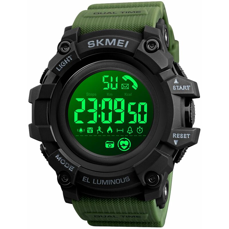 

Reloj digital para hombre y reloj deportivo inteligente, monitorizacion del ritmo cardiaco y del sueno, podometro, mensaje de llamada, recordatorio