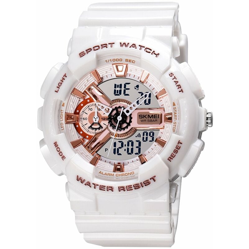 

Reloj electronico digital de cuarzo para hombre Modo de hora dual Fecha Semana Reloj despertador Retroiluminacion 5ATM Impermeable Moda masculina