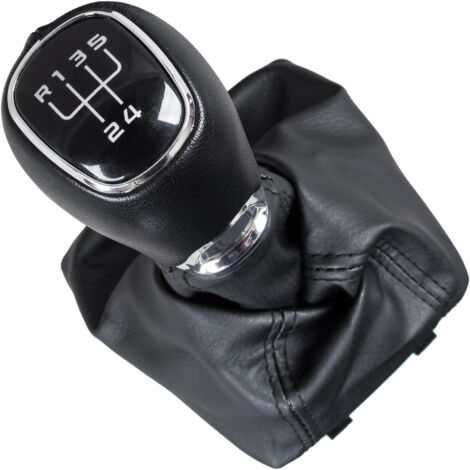 Skoda Octavia III 2012- pomo de cambio de marchas + fuelle con marco PIEL ECOL脫GICA 5 VELOCIDADES