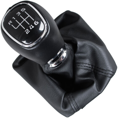 Skoda Octavia III 2012- pomo de cambio de marchas + fuelle con marco PIEL ECOL脫GICA 6 VELOCIDADES