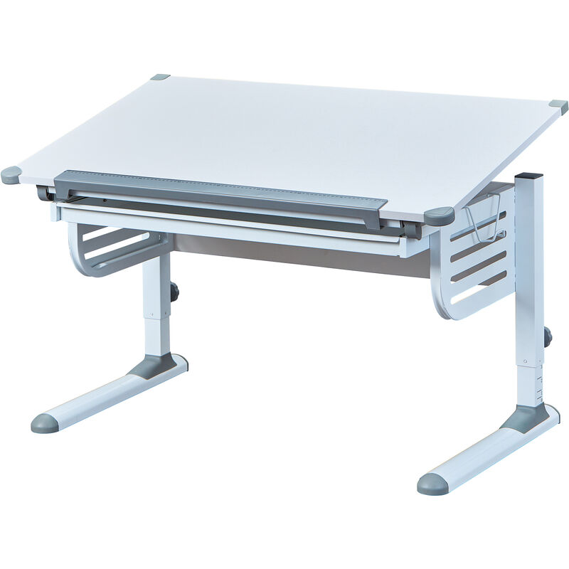 Ebuy24 - Skog Bureau hauteur de plateau réglable et 1 tiroir blanc et gris.