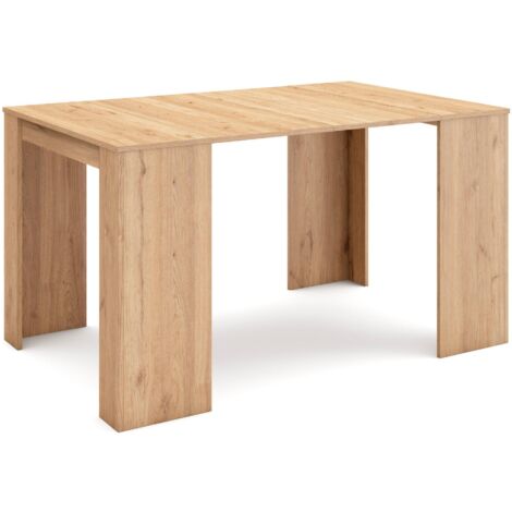 Skraut Home - Ausziehbarertisch, Multifunktionaler ausziehbarer, 140, Für 6 Gäste, Esszimmertische, Moderner Stil, Eiche