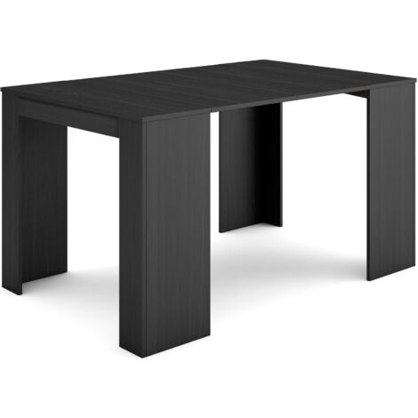 Skraut Home - Ausziehbarertisch, Multifunktionaler ausziehbarer, 140, Für 6 Gäste, Esszimmertische, Moderner Stil, Schwarz