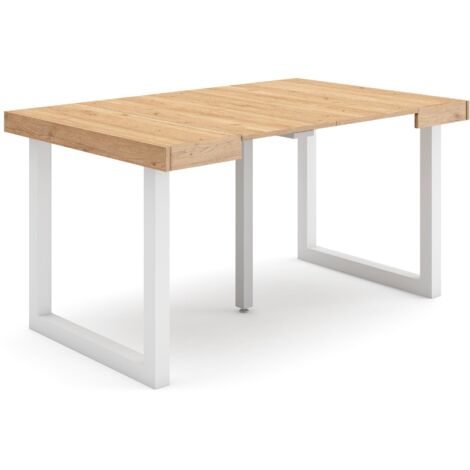 Skraut Home - Ausziehbarertisch, Multifunktionaler ausziehbarer, 140, Für 6 Gäste, Massivholz Beine, Moderner Stil, Eiche