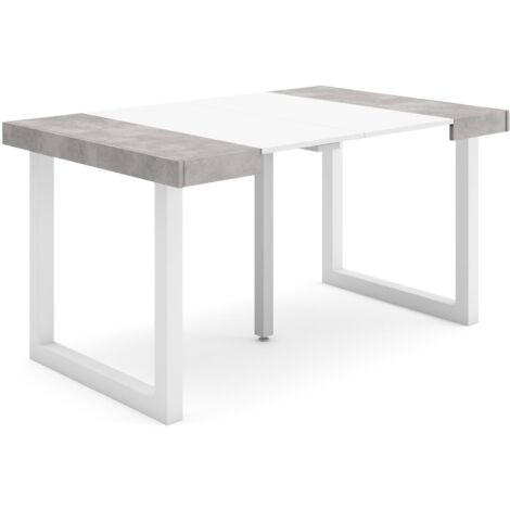 Skraut Home - Ausziehbarertisch, Multifunktionaler ausziehbarer, 140, Für 6 Gäste, Massivholz Beine, Moderner Stil, Zementgrau
