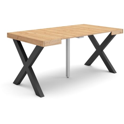 Skraut Home - Ausziehbarertisch, Multifunktionaler ausziehbarer, 160, Für 8 Gäste, Massivholz Beine, Moderner Stil, Eiche