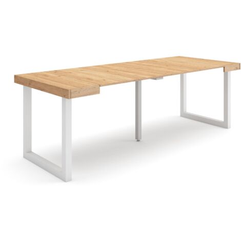 Skraut Home - Ausziehbarertisch, Multifunktionaler ausziehbarer, 220, Für 10 Gäste, Massivholz Beine, Moderner Stil, Eiche
