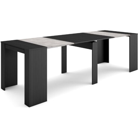 Skraut Home - Ausziehbarertisch, Multifunktionaler ausziehbarer, 260, Für 12 Gäste, Esszimmertische, Moderner Stil, Schwarz