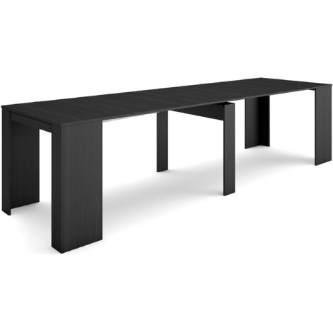 Skraut Home - Ausziehbarertisch, Multifunktionaler ausziehbarer, 300, Für 14 Gäste, Esszimmertische, Moderner Stil, Schwarz