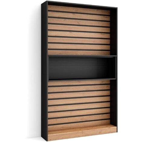 Skraut Home - Bücherregal Bibliothek, Bookshelf, Bookcase, 110x186x25cm, Wohnzimmer, Esszimmer, Büro, Aufbewahrungsregal, Moderner Stil, Eiche Schwarz
