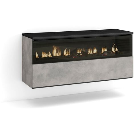 Skraut Home – Cheminée électrique LED suspendue – Effet flamme 3D réaliste – Dimensions 102x45x35cm – Puissance 34W – Télécommande incluse