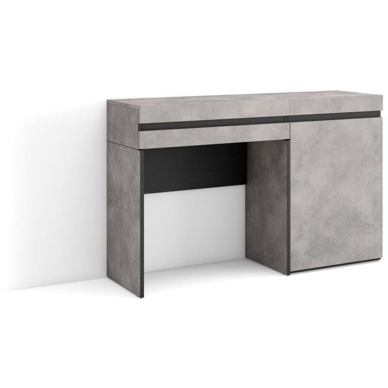 Coiffeuse, Table maquillage, rangement, 121x75x35 cm, Avec tiroir, Chambre à coucher, Style moderne, Gris Ciment - Skraut Home
