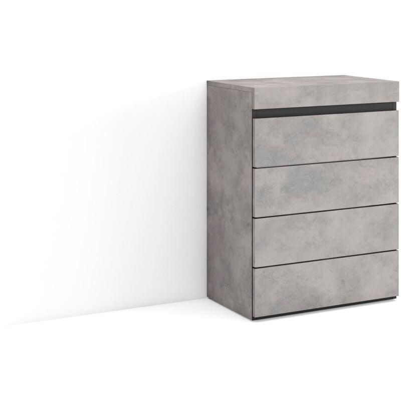 Commode, Buffet, Armoire, Meuble de Rangement, 57x75x35 cm, Chambre à coucher, pièce, Armoire à Tiroirs, Style moderne, Gris Ciment - Skraut Home