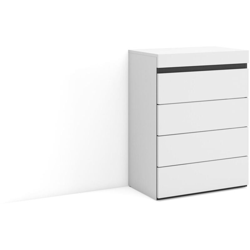 Commode, Buffet, Armoire, Meuble de Rangement, 57x75x35 cm, Chambre à coucher, pièce, Armoire à Tiroirs, Style moderne, Blanc et noir - Skraut Home