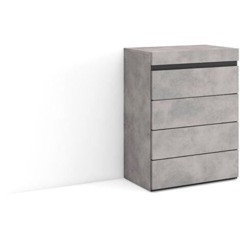 Skraut Home - Cómoda, Cajonera, Mueble Auxiliar, 57x75x35 cm, Dormitorio, habitación, Con almacenamiento, Estilo Moderno, Gris Cemento