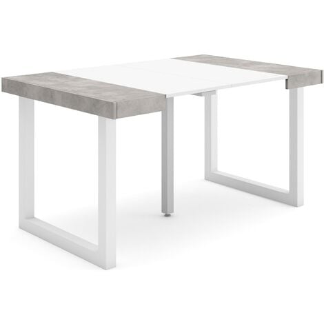 Skraut Home - Consolle allungabile, Tavolo consolle allungabile , 140, Per 6 persone, Gambe in legno, Stile moderno, Grigio Cemento