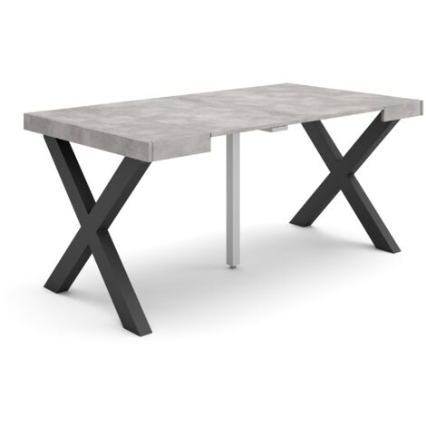 Skraut Home - Consolle allungabile, Tavolo consolle allungabile , 160, Per 8 persone, Gambe in legno, Stile moderno, Grigio Cemento