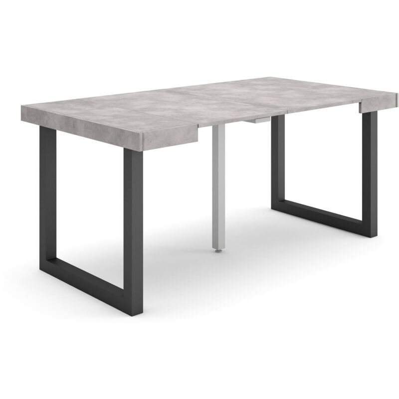 Consolle allungabile, Tavolo consolle allungabile , 160, Per 8 persone, Gambe in legno, Stile moderno, Grigio Cemento - Skraut Home