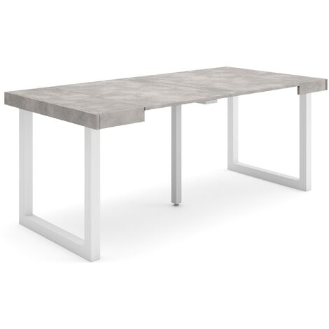 Skraut Home - Consolle allungabile, Tavolo consolle allungabile , 180, Per 8 persone, Gambe in legno, Stile moderno, Grigio Cemento