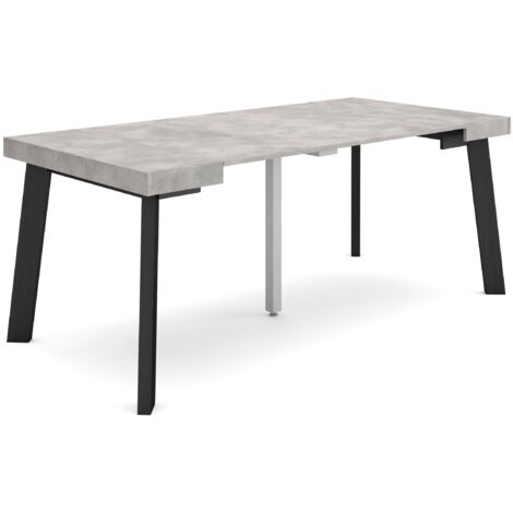 Skraut Home - Consolle allungabile, Tavolo consolle allungabile , 180, Per 8 persone, Gambe in legno, Stile moderno, Grigio Cemento