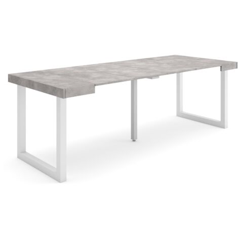 Skraut Home - Consolle allungabile, Tavolo consolle allungabile , 220, Per 10 persone, Gambe in legno, Stile moderno, Grigio Cemento