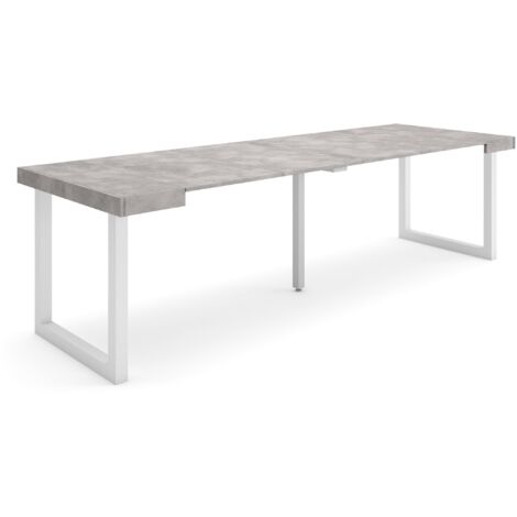 Skraut Home - Consolle allungabile, Tavolo consolle allungabile , 260, Per 12 persone, Gambe in legno, Stile moderno, Grigio Cemento