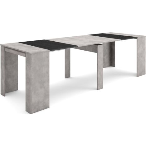 Skraut Home - Consolle allungabile, Tavolo consolle allungabile , 260, Per 12 persone,  Tavolo da pranzo, Stile moderno, Grigio Cemento