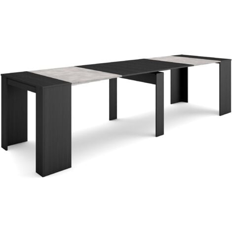 Skraut Home - Consolle allungabile, Tavolo consolle allungabile , 300, Per 14 persone,  Tavolo da pranzo, Stile moderno, Grigio Cemento