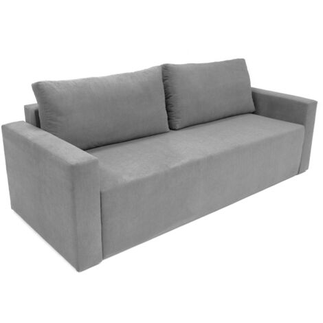 Skraut Home - Divano-letto CLOUD, grigio chiaro, trasformabile in letto, credenza Relax e comfort al massimo con il sistema di apertura scorrevole.225x92x92cm