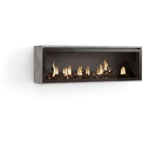 Skraut Home - Elektrokamin LED, Elektrische Kamine, 107x38x25cm, Wohnzimmer - Esszimmer, Elektrokamin. Maße, Moderner Stil, Zementgrau