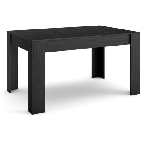 Skraut Home - Esszimmertisch, Küchentisch, Esstisch, 140x90x76 cm, Für 6 Gäste, Stubentisch, Moderner Stil, Schwarz