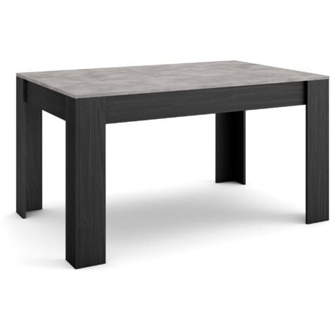 Skraut Home - Mesa Comedor - Mesa Fija Cocina y Salón - 140x90x76 cm - Para 6 comensales - Muebles Comedor - Estilo Moderno - Cemento y negro