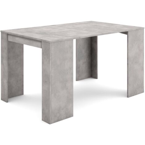 Skraut Home - Mesa Consola extensible, Mesa comedor plegable, 140, Para 6 comensales, Comedor y cocina, Estilo Moderno, Cemento
