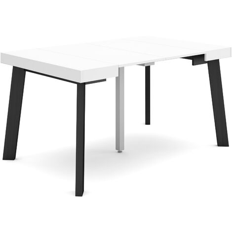 Skraut Home - Mesa Consola extensible, Mesa comedor plegable, 140, Para 6 comensales, Patas de madera, Estilo Moderno, Blanco