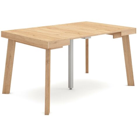 Skraut Home - Mesa Consola extensible, Mesa comedor plegable, 140, Para 6 comensales, Patas de madera, Estilo Moderno, Roble