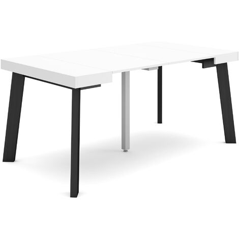 Skraut Home - Mesa Consola extensible, Mesa comedor plegable, 160, Para 8 comensales, Patas de madera, Estilo Moderno, Blanco