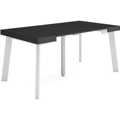 Skraut Home - Mesa Consola extensible, Mesa comedor plegable, 160, Para 8 comensales, Patas de madera, Estilo Moderno, Negro
