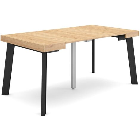 Skraut Home - Mesa Consola extensible, Mesa comedor plegable, 160, Para 8 comensales, Patas de madera, Estilo Moderno, Roble