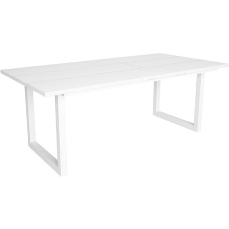 Skraut Home - Mesa de Comedor, 10 Comensales, 200, Robusta y estable gracias a su estructura y patas macizas, Ideal para reuniones familiares, Blanco, Estilo Industrial