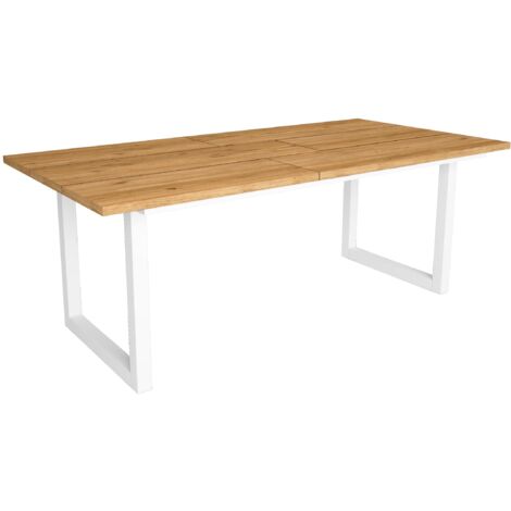 Skraut Home - Mesa de Comedor, 10 Comensales, 200, Robusta y estable gracias a su estructura y patas macizas, Ideal para reuniones familiares, Roble, Estilo Industrial