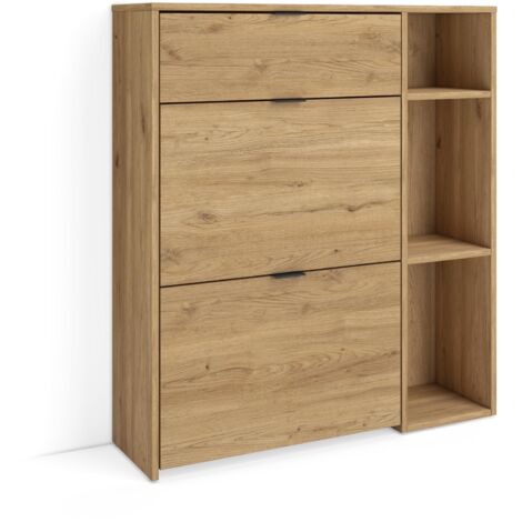 Skraut Home - Meuble à Chaussures, Meuble Rangement Chaussure, 90x27x102cm, 10 paires de chaussures, Pour Entrée, Style moderne, Chêne