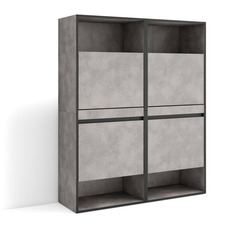 Skraut Home - Meuble à Chaussures, Meuble Rangement Chaussures, 120x145x35 cm, Chambre à coucher, pièce, Armoire chaussures, Style moderne, Gris