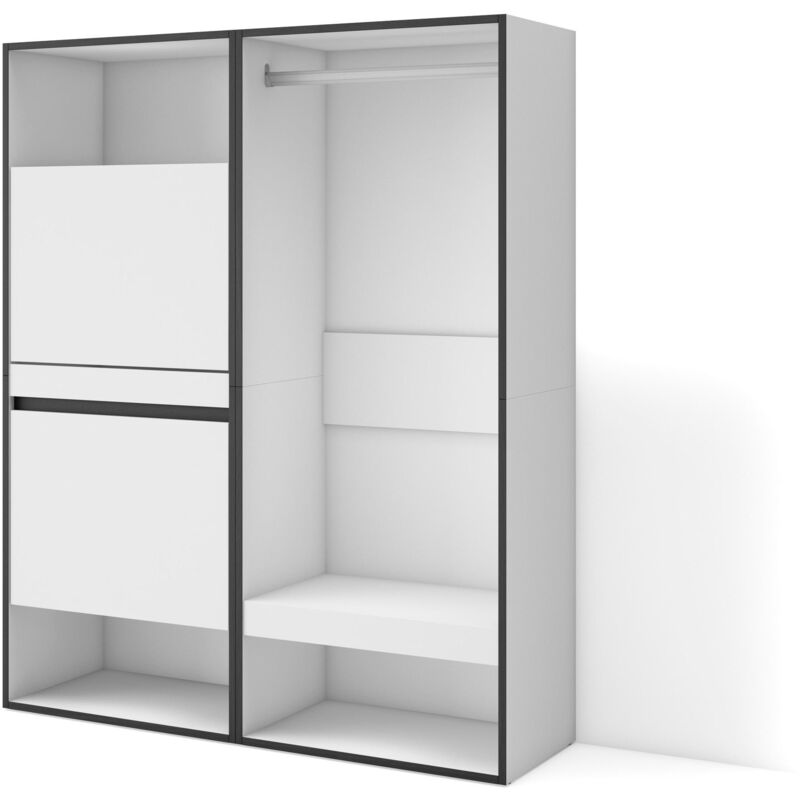 Meuble à Chaussures, Meuble Rangement Chaussures, 120x145x35 cm, Chambre à coucher, pièce, Vestiaire ouvert, Style moderne, Blanc - Skraut Home