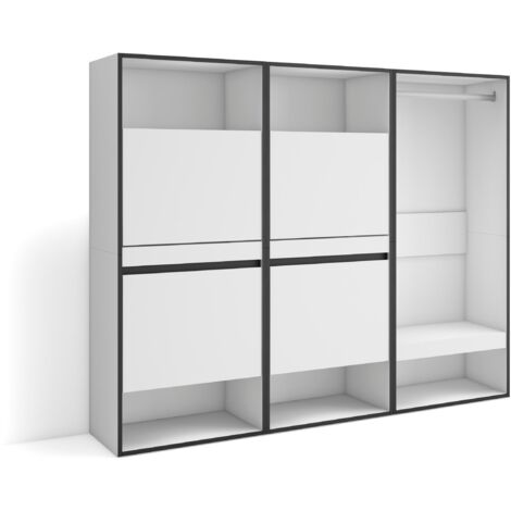 Skraut Home - Meuble à Chaussures, Meuble Rangement Chaussures, 180x145x35 cm, Chambre à coucher, pièce, Vestiaire ouvert, Style moderne, Blanc