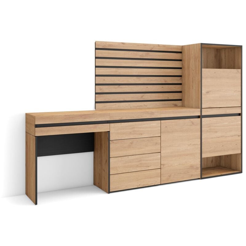 Skraut Home - Meuble à Chaussures, Meuble Rangement Chaussures, 237x145x35 cm, Chambre à coucher, pièce, Commode, Buffet, Panneaux Muraux en Bois,