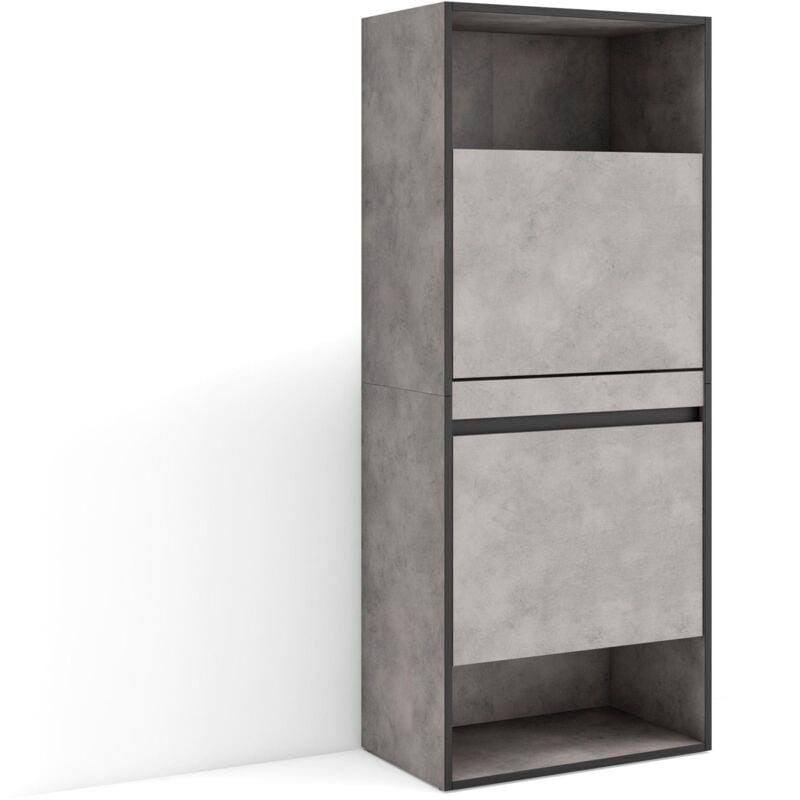 Skraut Home - Meuble à Chaussures, Meuble Rangement Chaussures, 60x145x35 cm, Chambre à coucher, pièce, Armoire chaussures, Style moderne, Gris Ciment