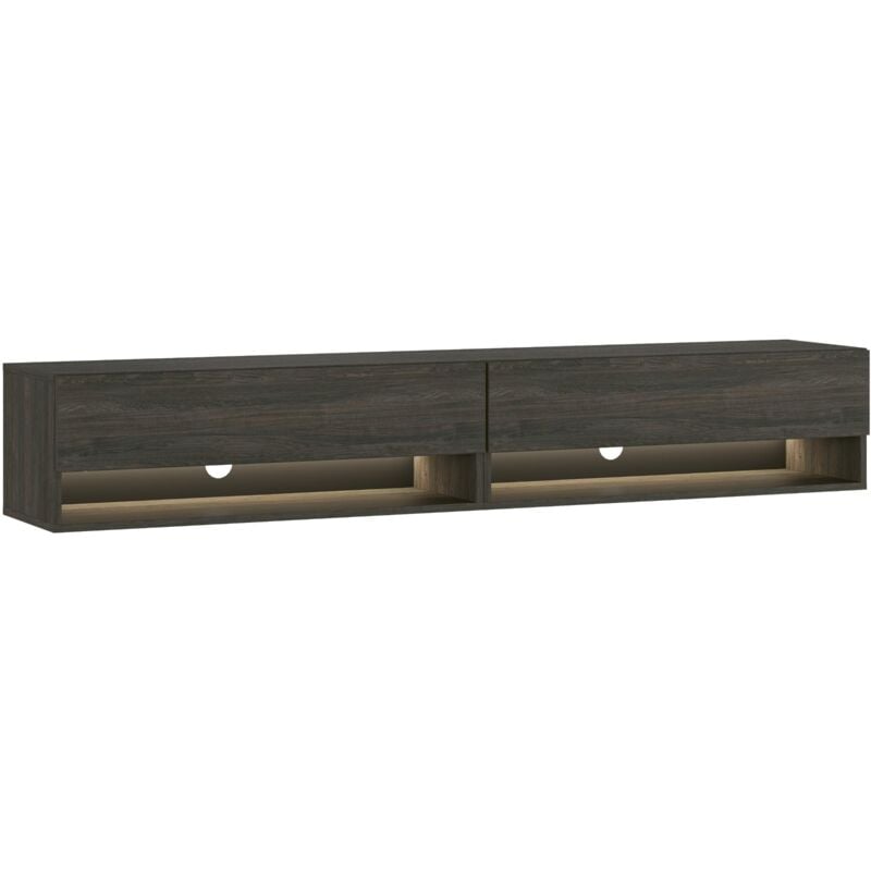 Meuble tv, Banc Télé, Grand espace de Rangement, 180, led, Meubles de salon, Style moderne, Noir - Skraut Home