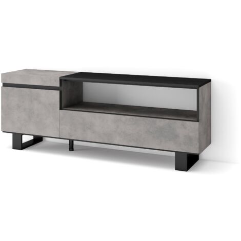 Skraut Home - Mobile TV Soggiorno, Ampio spazio a disposizione, 150x57x35cm, Per TV fino a 65", Design industriale, Stile moderno, Grigio Cemento