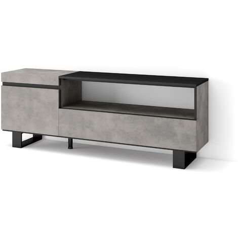 Skraut Home - Mueble TV, Televisión, Muebles de salón, almacenaje, 150x57x35cm, Para TV hasta 65", Diseño industrial, Estilo Moderno, Gris Cemento