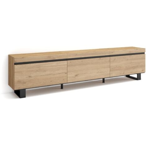 Skraut Home - Mueble TV, Televisión, Muebles de salón, almacenaje, 240x57x35 cm, Diseño industrial, Estilo Moderno, Roble